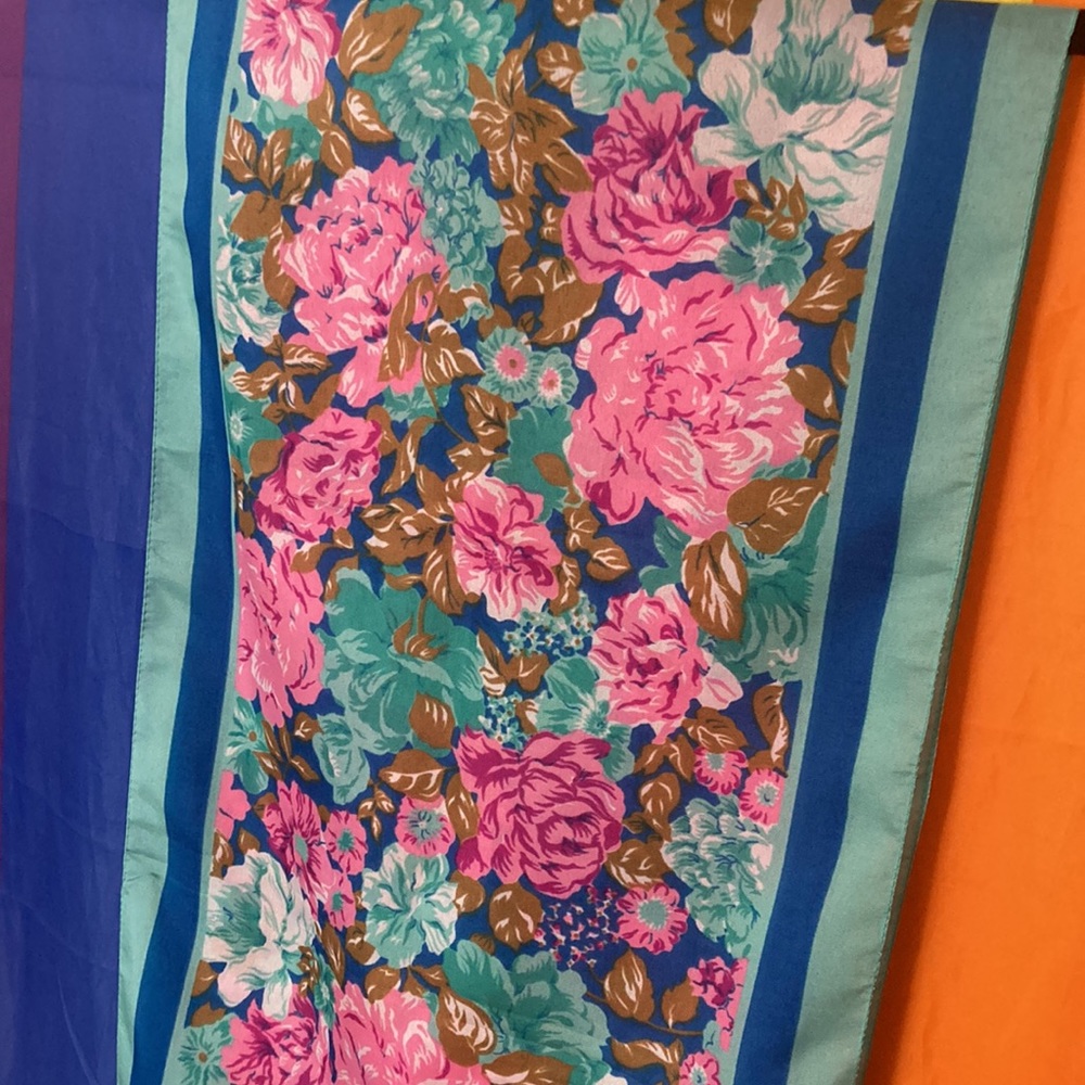 LAST CHANCE ✨ Floral Scarf Teal/Blue/Pink (Made in Italy) AS IS